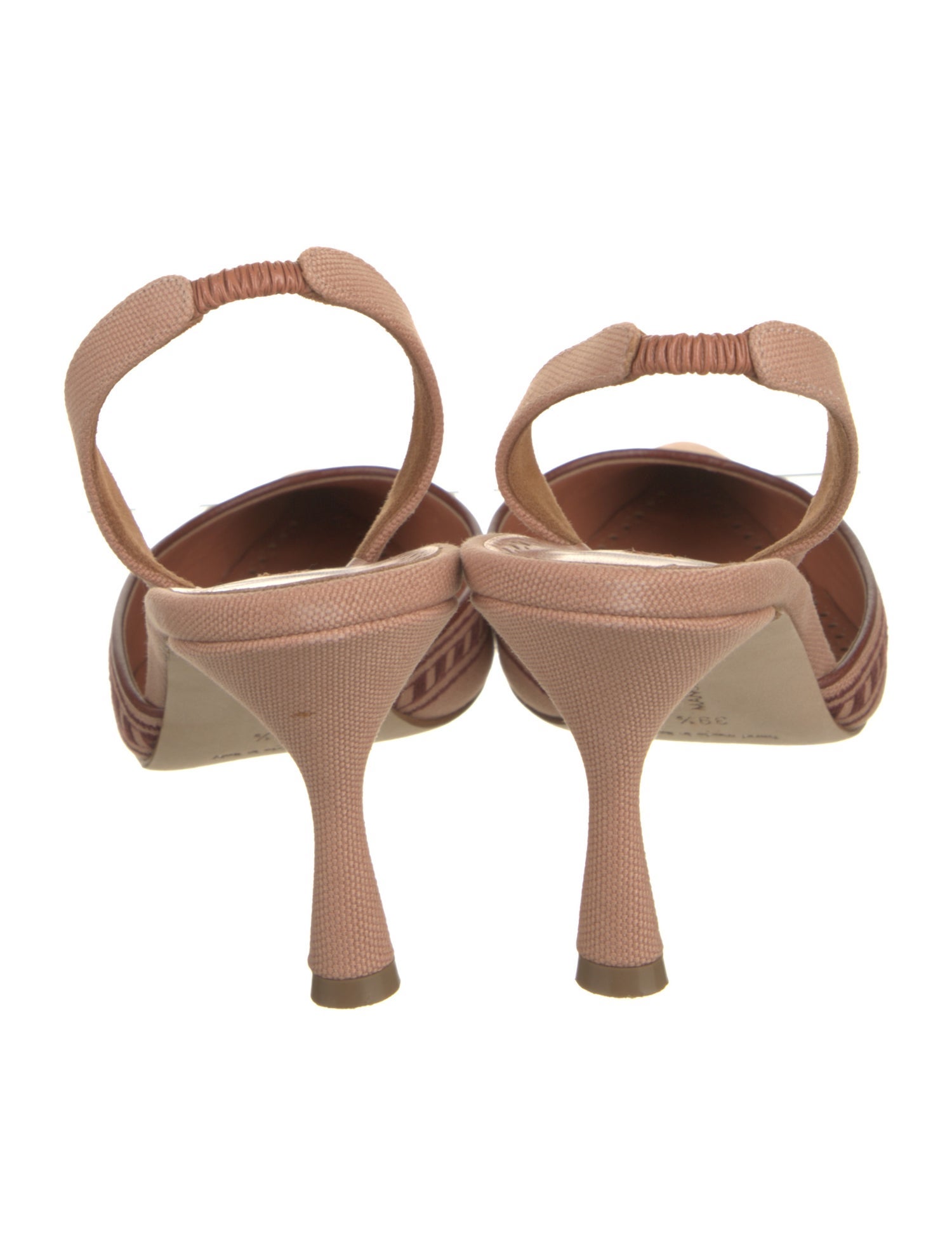 Manolo Blahnik Canvas Embroidered Accent Slingback Pumps