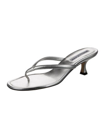 Manolo Blahnik Leather Slides