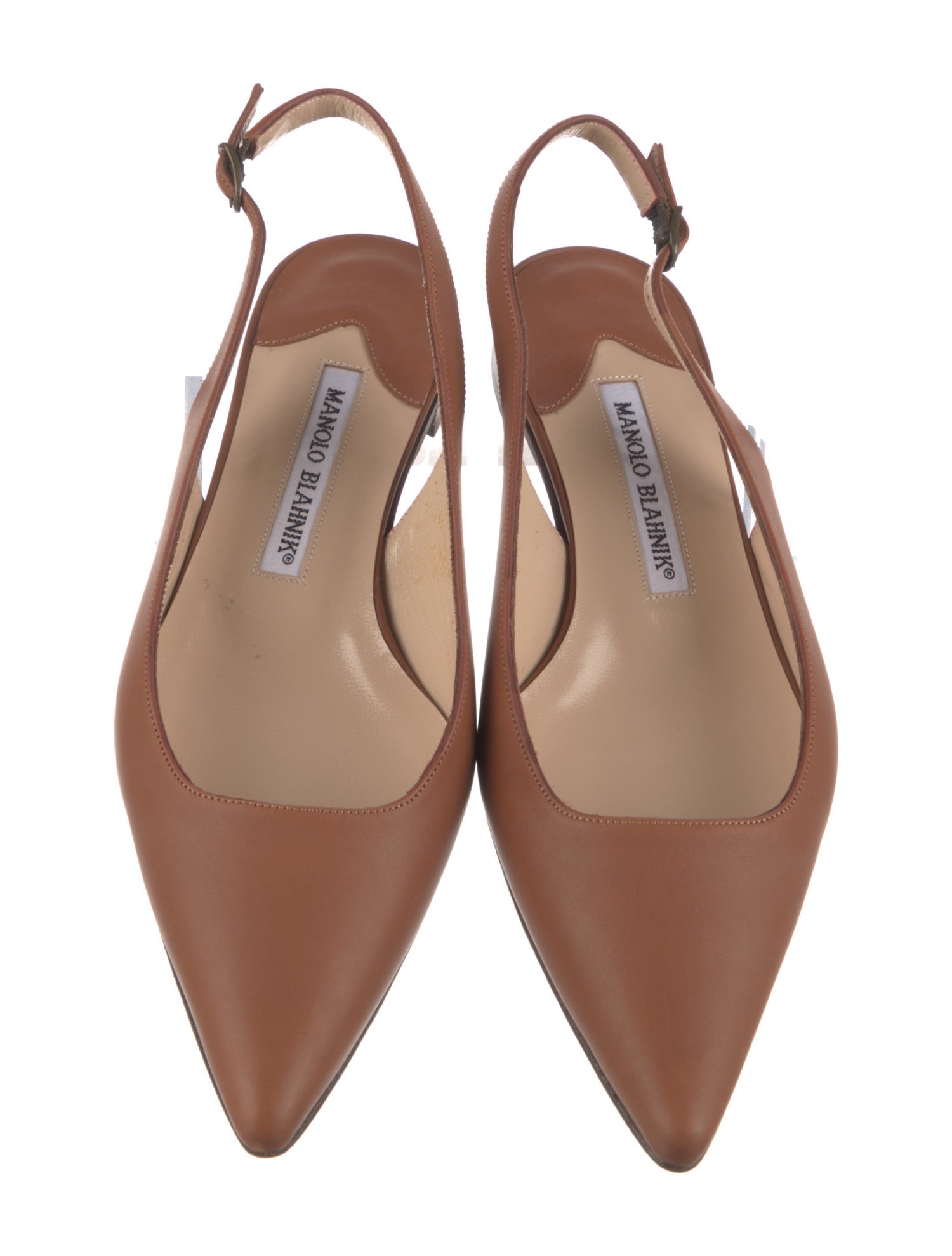 Manolo Blahnik Leather Slingback Flats