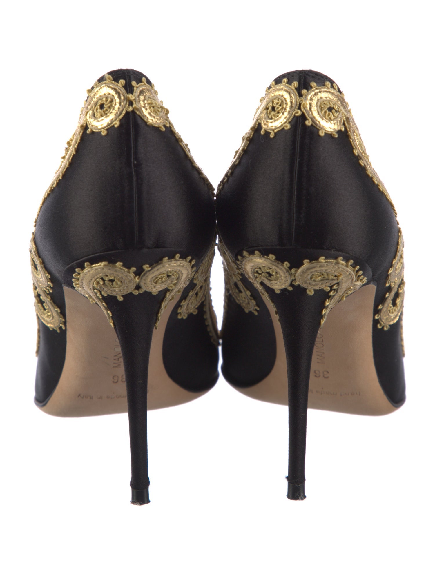 Manolo Blahnik Satin Colorblock Pattern Pumps