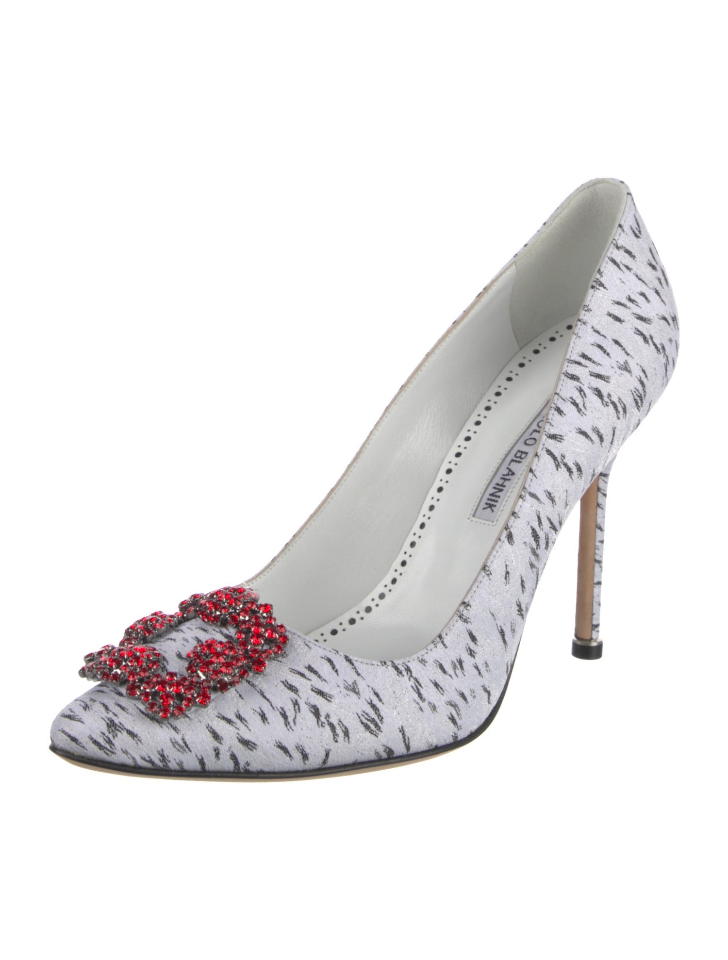 Manolo Blahnik Printed Crystal Embellishments Pumps