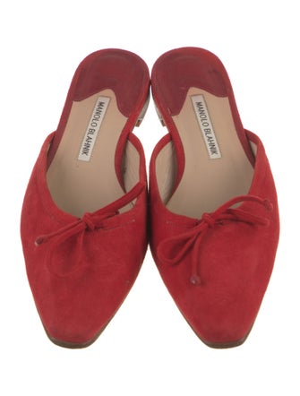 Manolo Blahnik Suede Bow Accents Mules