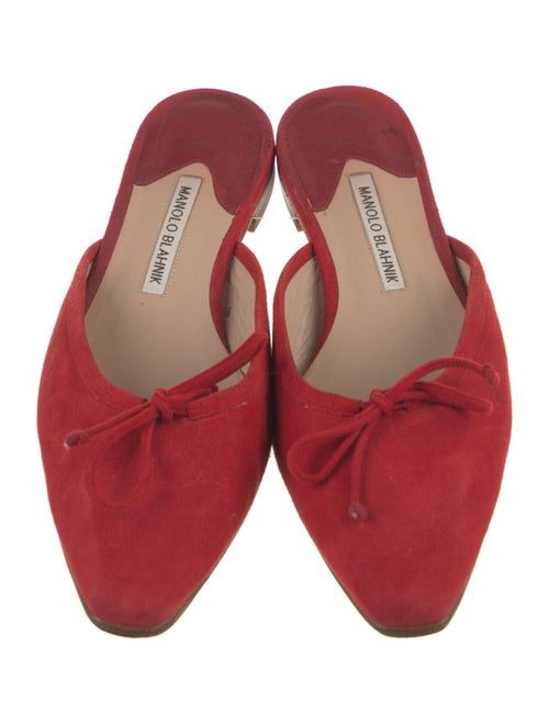 Manolo Blahnik Suede Bow Accents Mules