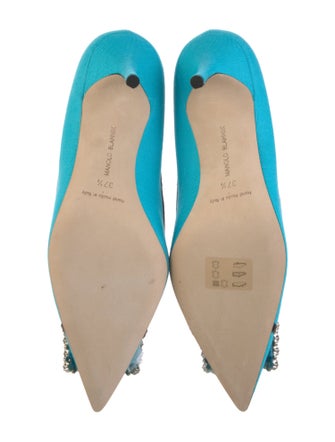 Manolo Blahnik Satin Crystal Embellishments Pumps