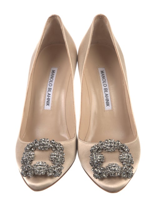 Manolo Blahnik Satin Crystal Embellishments Pumps