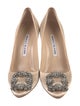 Manolo Blahnik Satin Crystal Embellishments Pumps