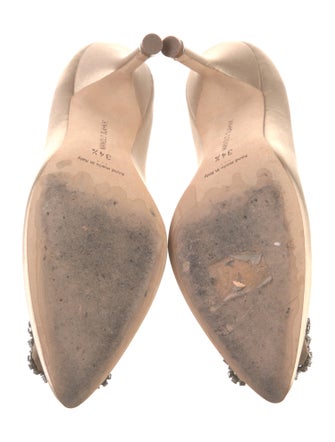 Manolo Blahnik Satin Crystal Embellishments Pumps