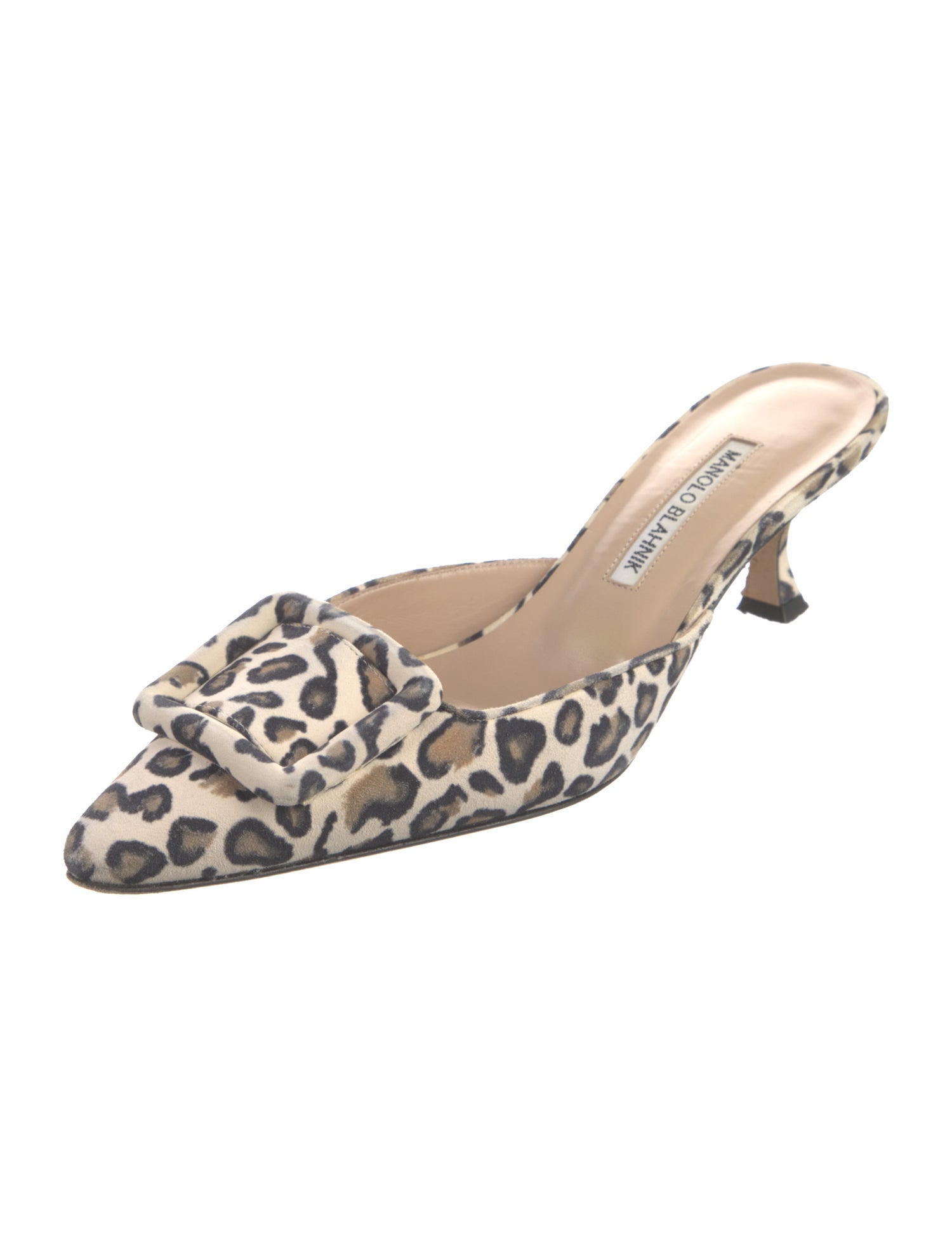 Manolo Blahnik Suede Animal Print Mules