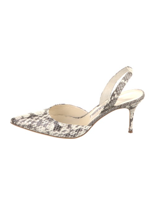 Manolo Blahnik Embossed Leather Animal Print Slingback Pumps