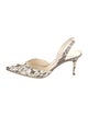 Manolo Blahnik Embossed Leather Animal Print Slingback Pumps