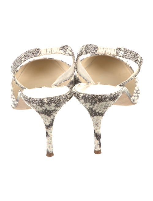 Manolo Blahnik Embossed Leather Animal Print Slingback Pumps