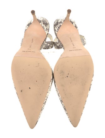 Manolo Blahnik Embossed Leather Animal Print Slingback Pumps