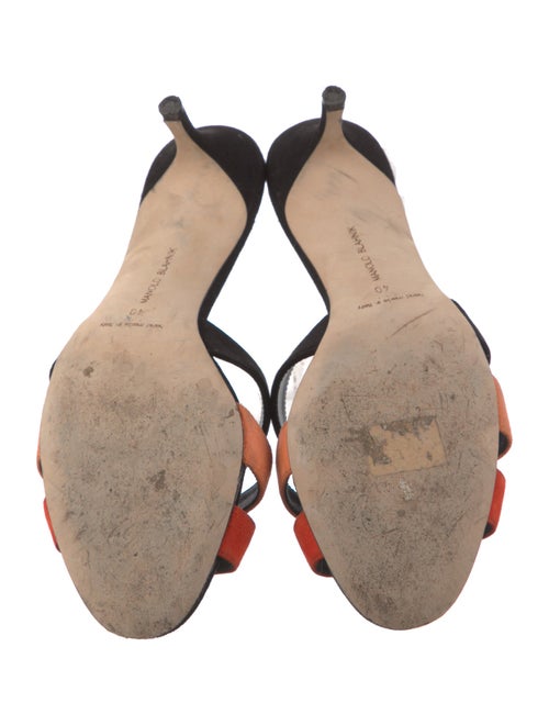 Manolo Blahnik Suede Colorblock Pattern Slides