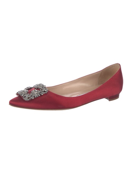Manolo Blahnik Satin Crystal Embellishments Flats