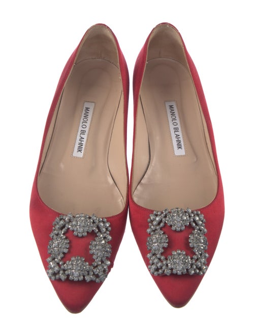Manolo Blahnik Satin Crystal Embellishments Flats