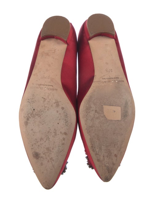 Manolo Blahnik Satin Crystal Embellishments Flats