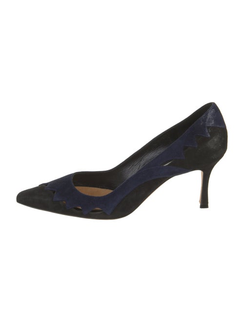 Manolo Blahnik Suede Cutout Accent Pumps