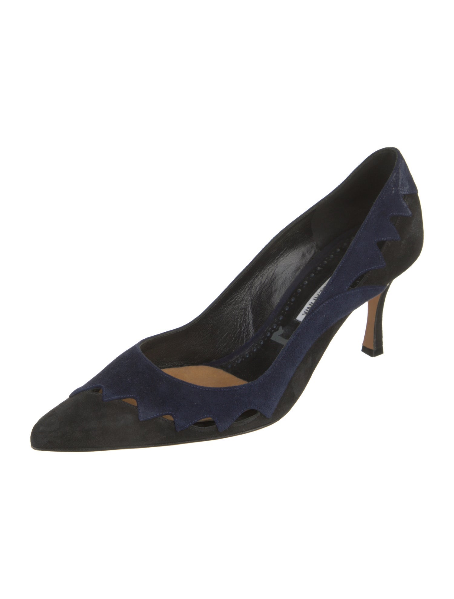 Manolo Blahnik Suede Cutout Accent Pumps