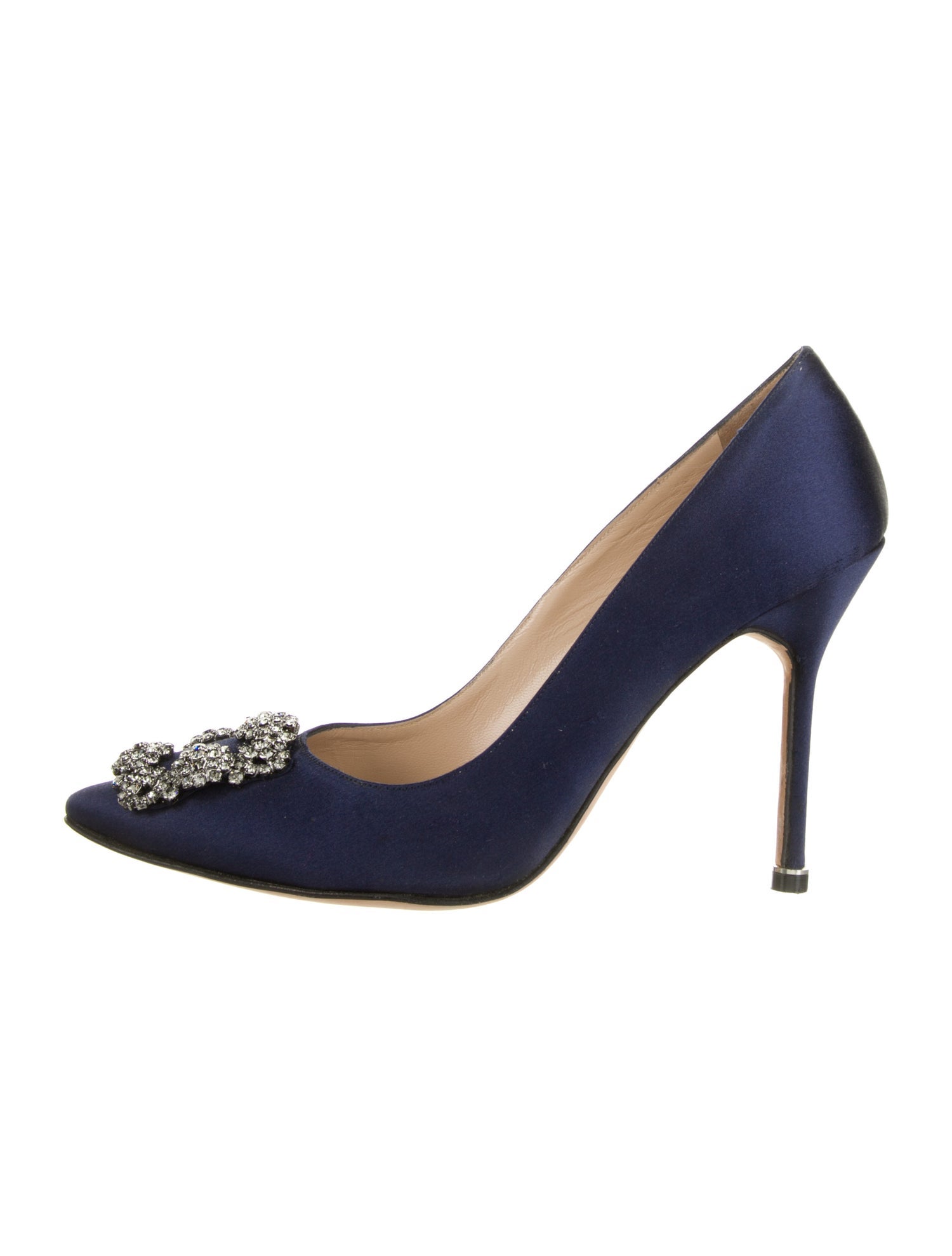 Manolo Blahnik Satin Crystal Embellishments Pumps