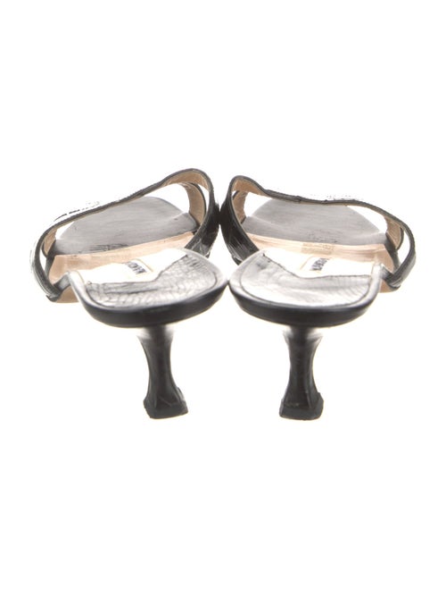 Manolo Blahnik Embossed Leather Slides