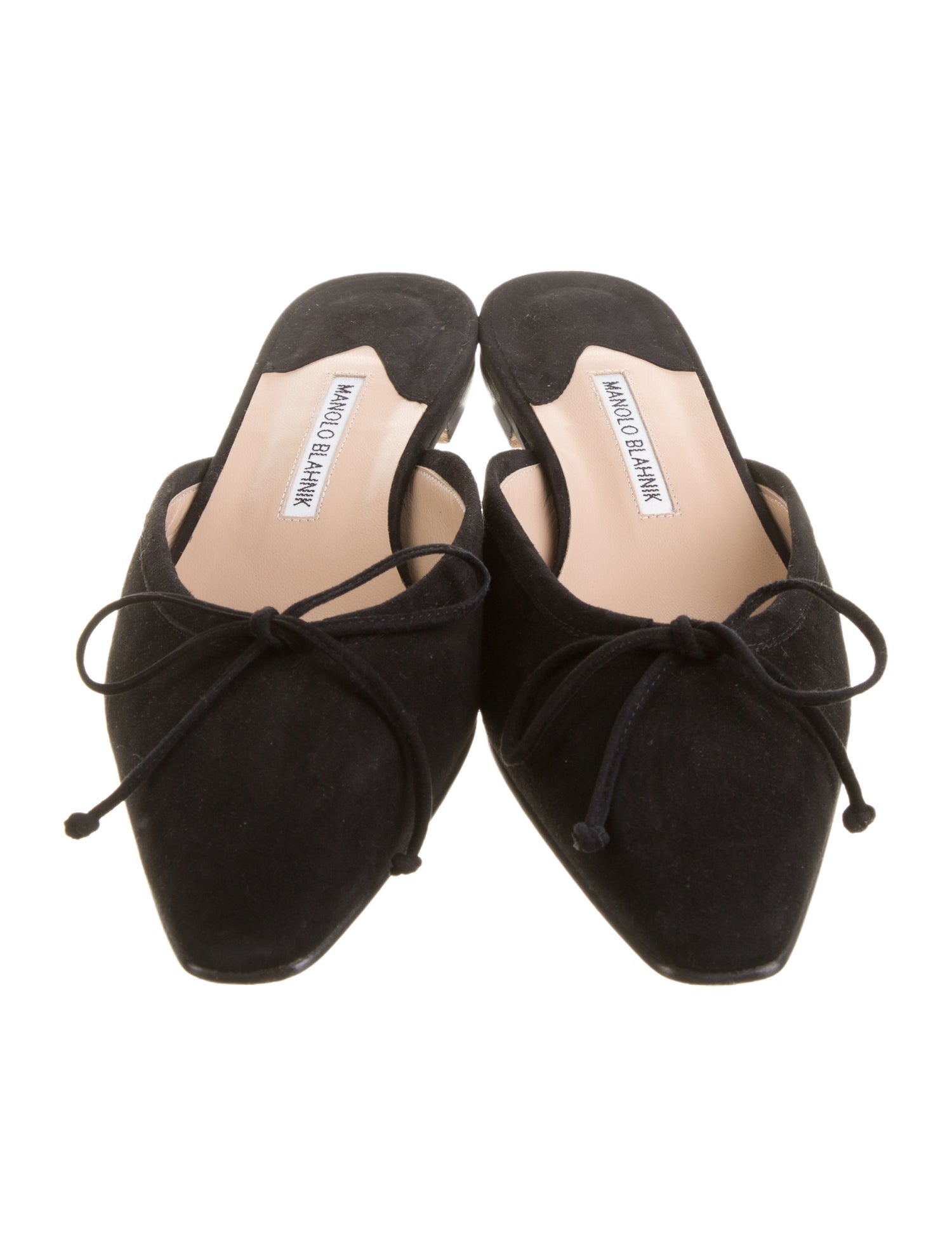 Manolo Blahnik Suede Bow Accents Mules