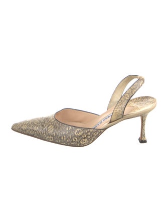 Manolo Blahnik Leather Animal Print Slingback Pumps