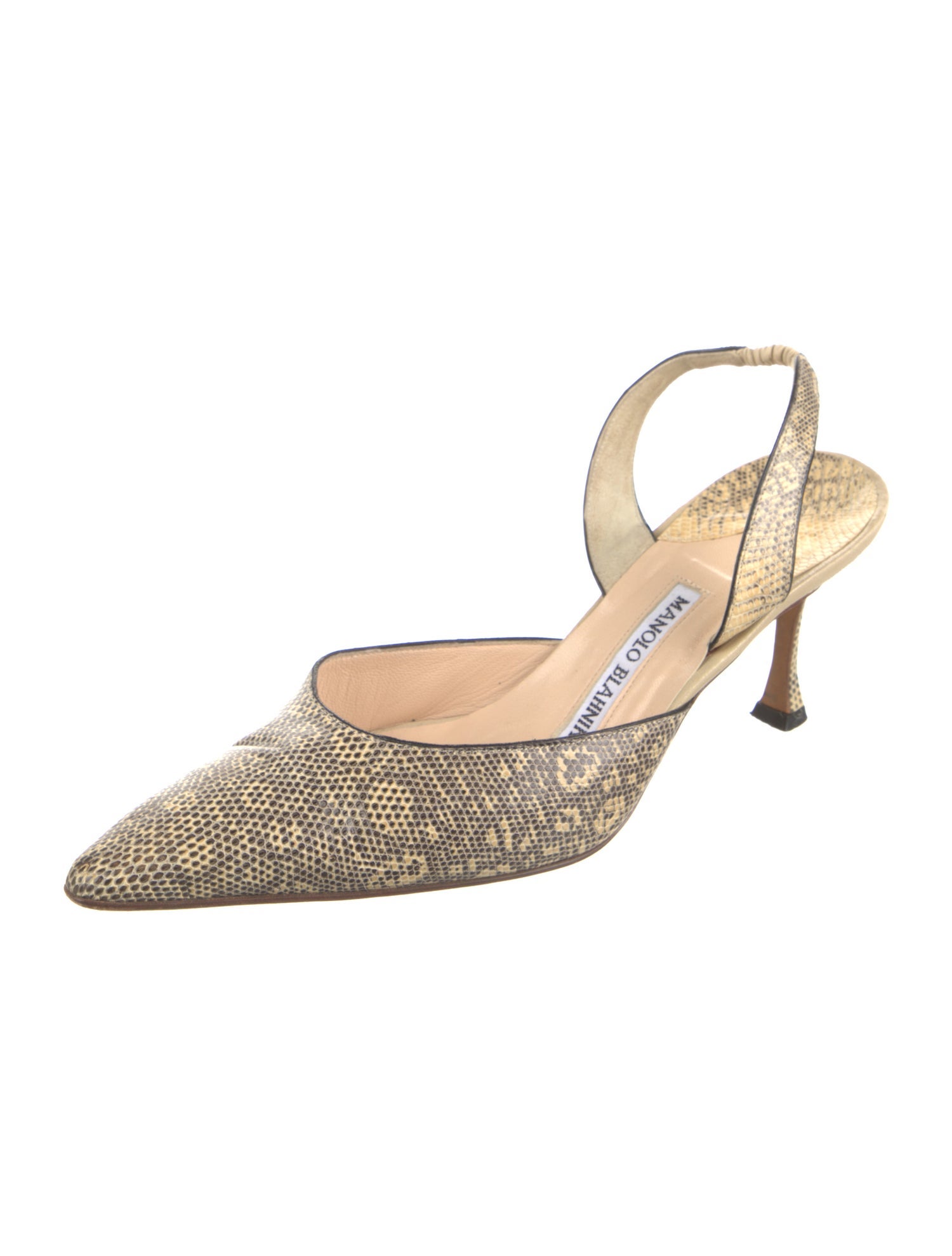 Manolo Blahnik Leather Animal Print Slingback Pumps
