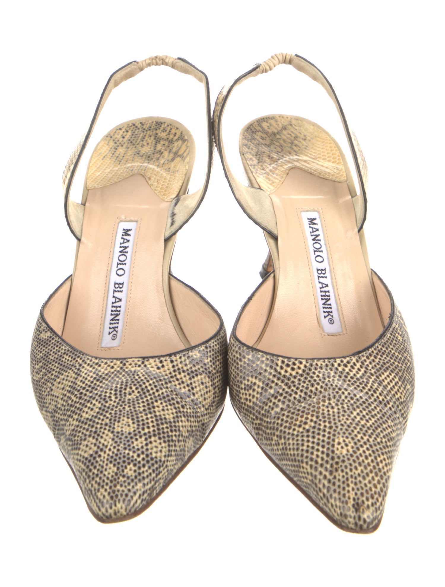 Manolo Blahnik Leather Animal Print Slingback Pumps