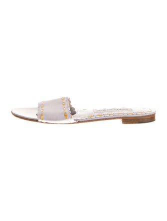 Manolo Blahnik Leather Striped Slides