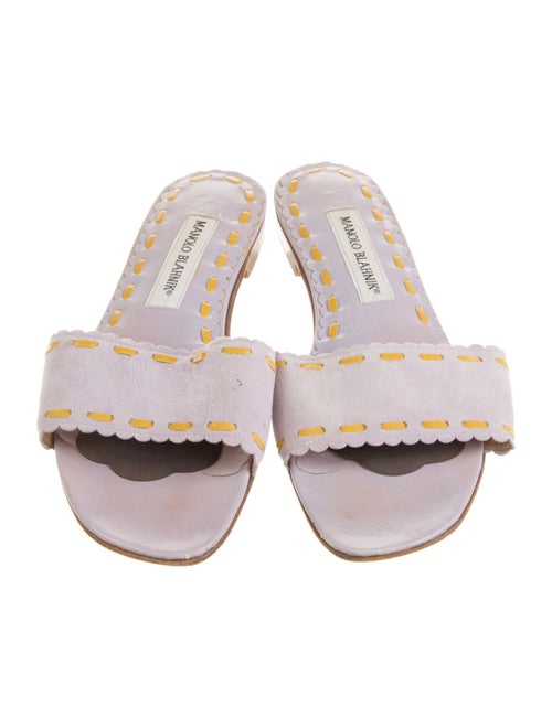 Manolo Blahnik Leather Striped Slides