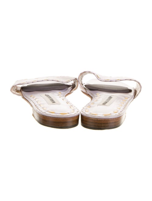 Manolo Blahnik Leather Striped Slides