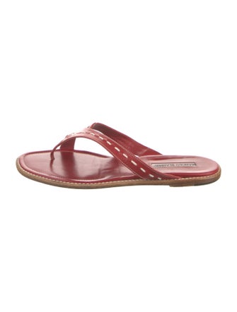 Manolo Blahnik Patent Leather Striped Flip Flops