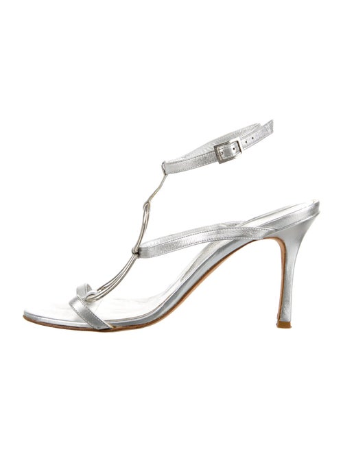 Manolo Blahnik Leather T-Strap Sandals