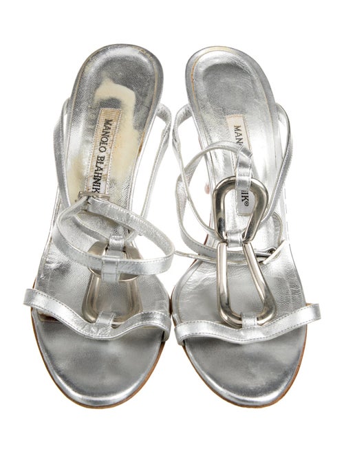 Manolo Blahnik Leather T-Strap Sandals