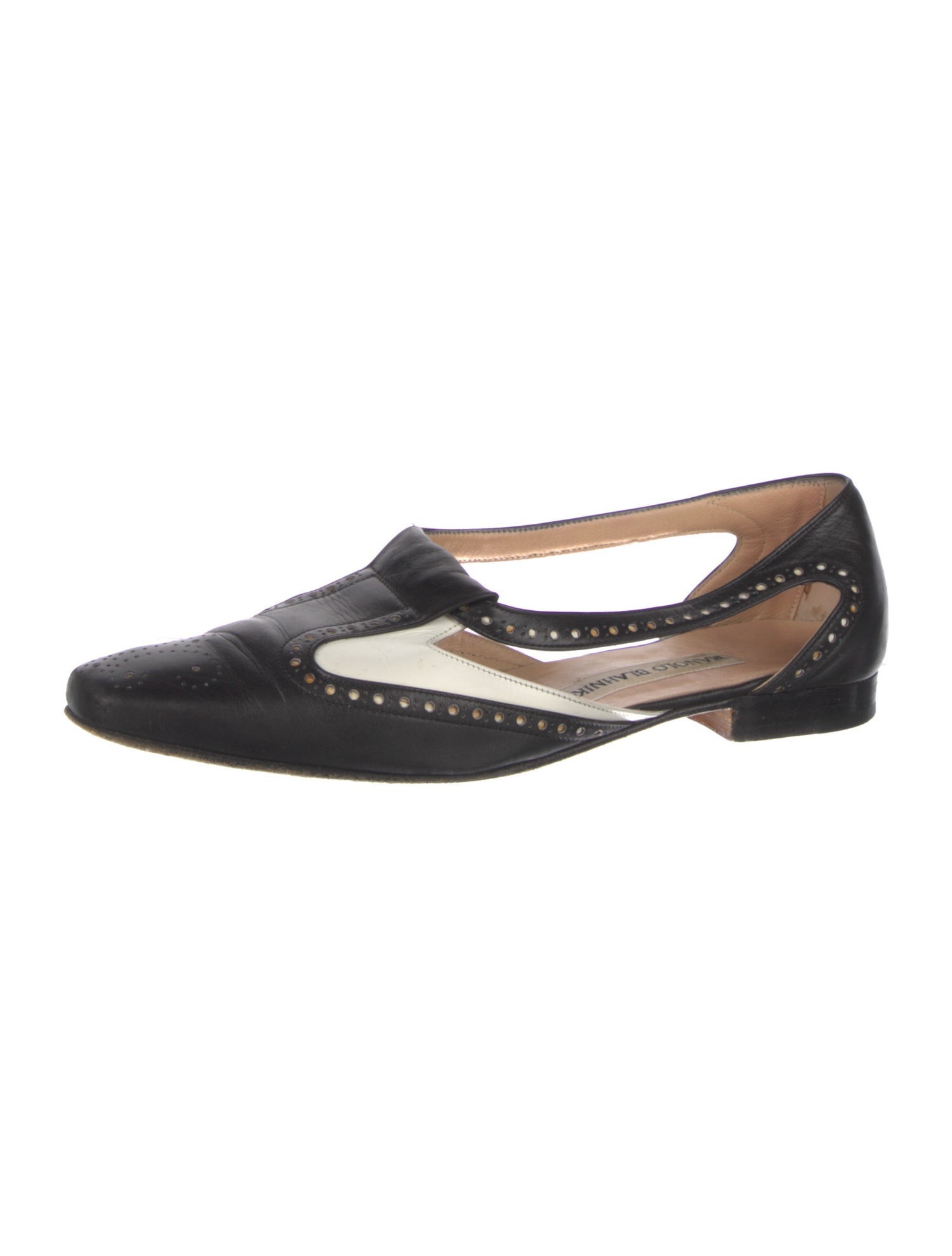 Manolo Blahnik Leather D'Orsay Flats