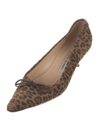 Manolo Blahnik Suede Animal Print Pumps