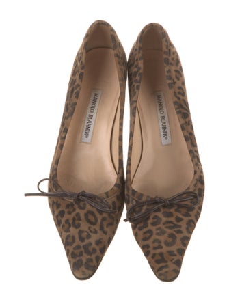 Manolo Blahnik Suede Animal Print Pumps