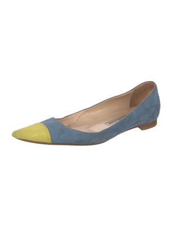 Manolo Blahnik Suede Colorblock Pattern Flats