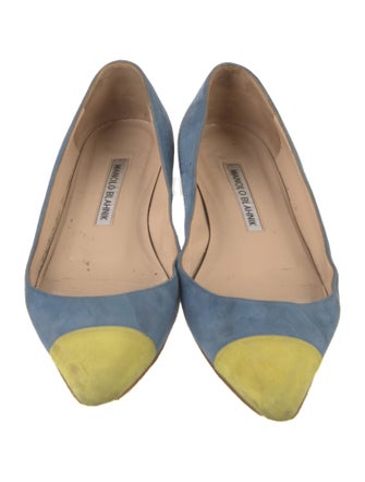 Manolo Blahnik Suede Colorblock Pattern Flats