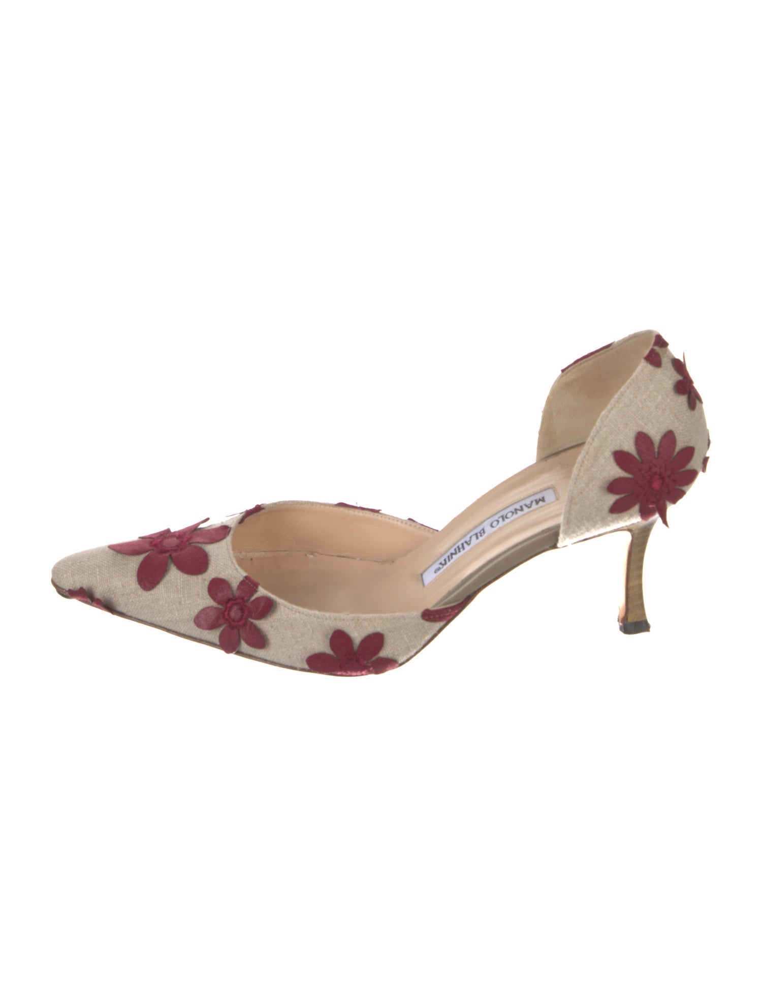 Manolo Blahnik Canvas Floral Print D'Orsay Pumps