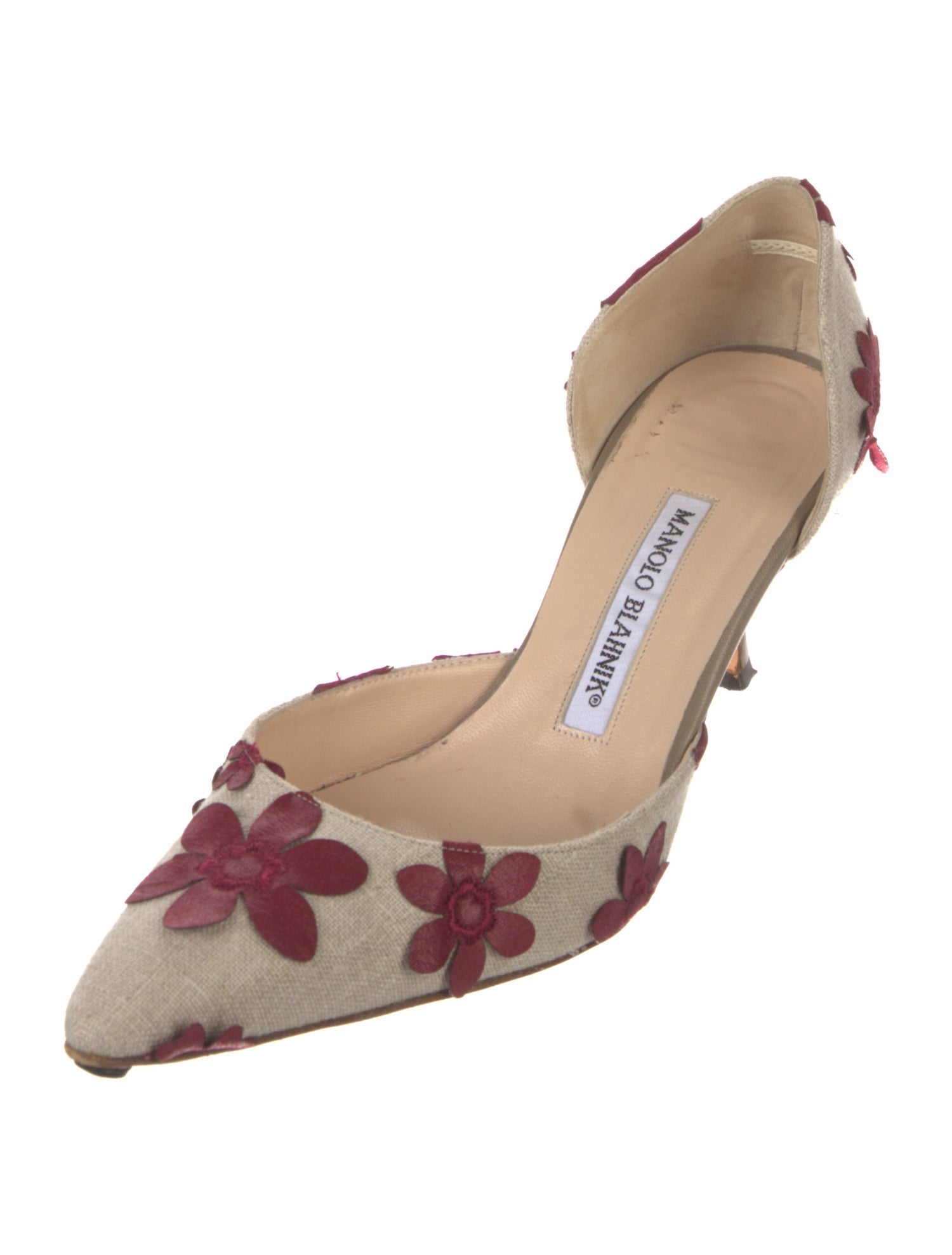 Manolo Blahnik Canvas Floral Print D'Orsay Pumps