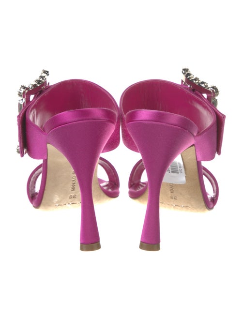 Manolo Blahnik Satin Crystal Embellishments Slides