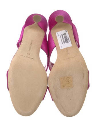Manolo Blahnik Satin Crystal Embellishments Slides