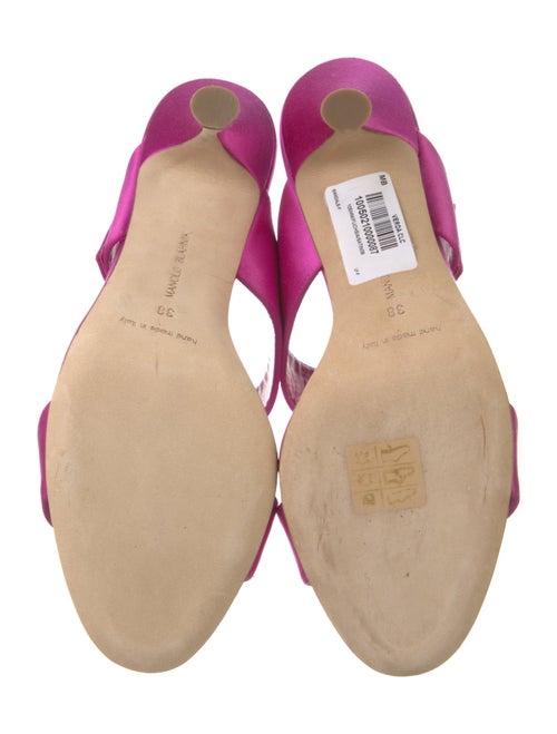 Manolo Blahnik Satin Crystal Embellishments Slides