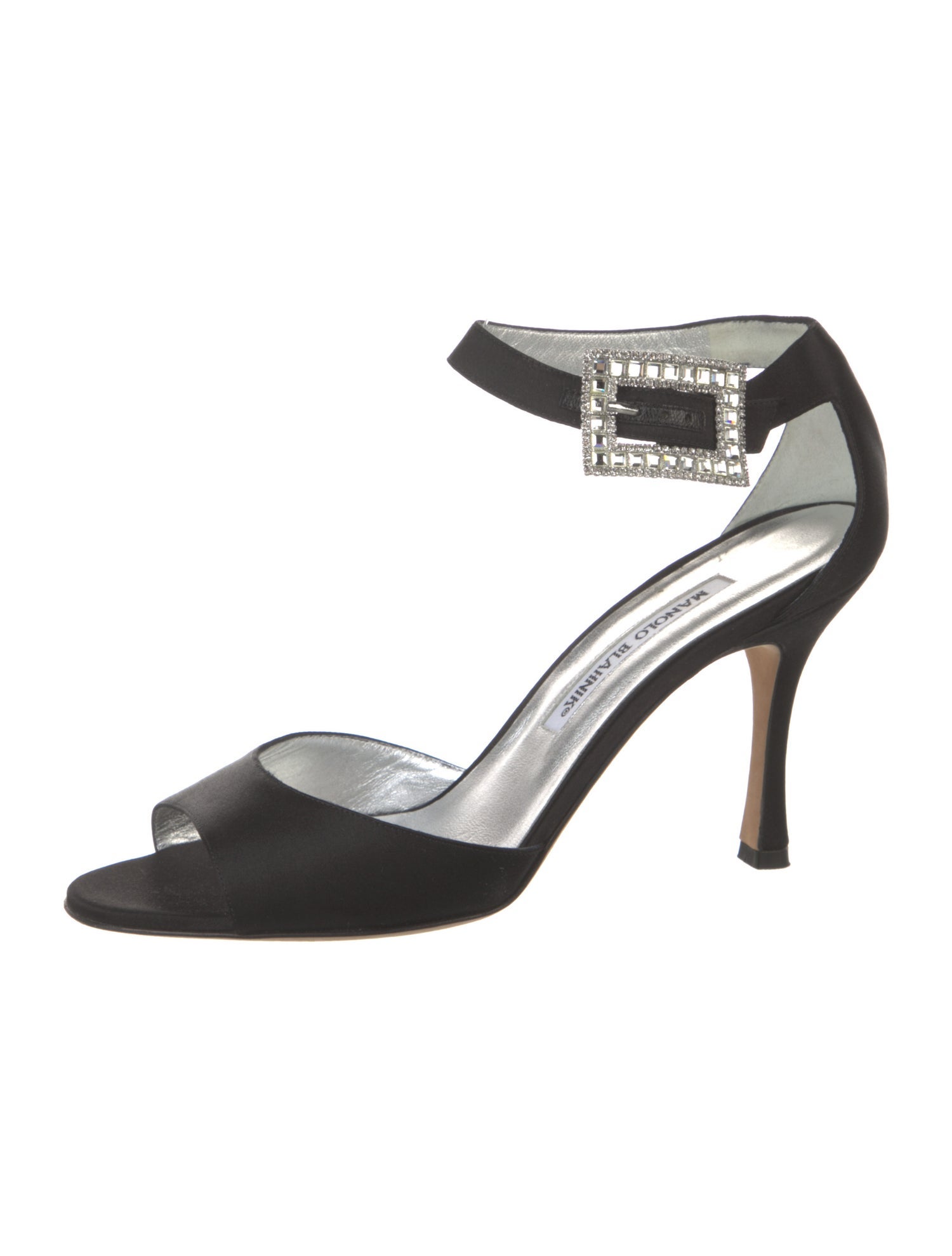 Manolo Blahnik Satin Crystal Embellishments Sandals