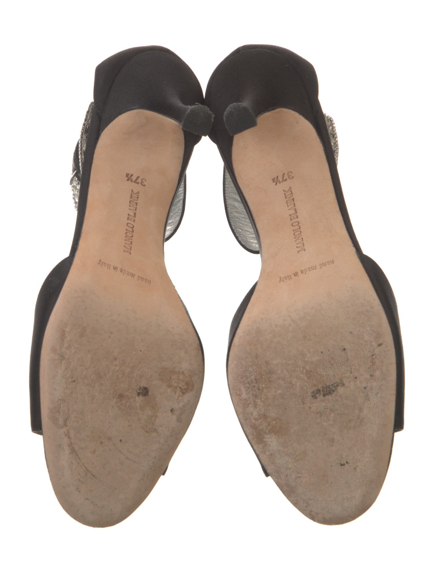 Manolo Blahnik Satin Crystal Embellishments Sandals