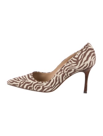 Manolo Blahnik Suede Printed D'Orsay Pumps
