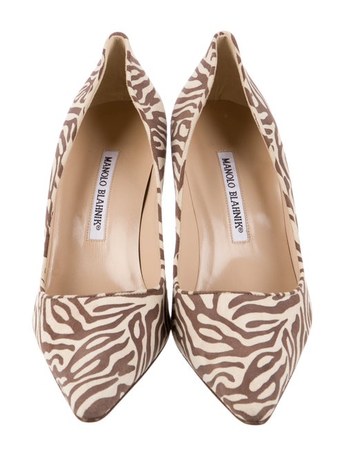 Manolo Blahnik Suede Printed D'Orsay Pumps