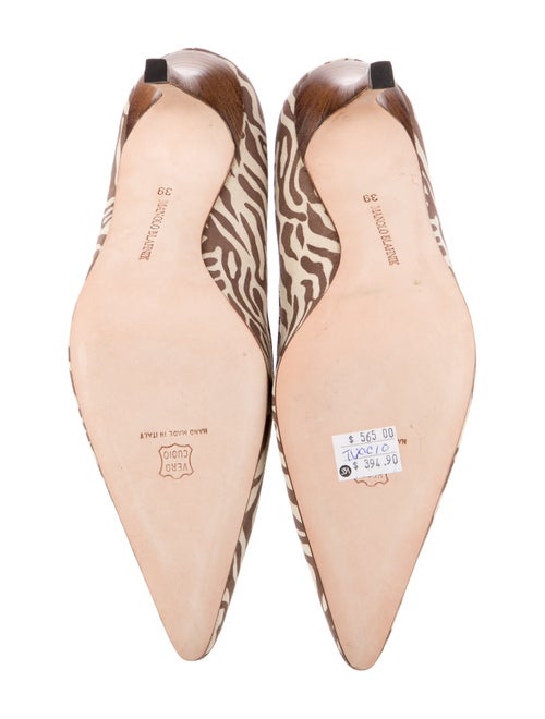 Manolo Blahnik Suede Printed D'Orsay Pumps