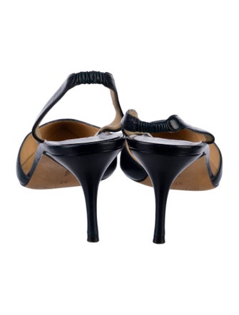 Manolo Blahnik Leather Colorblock Pattern Slingback Pumps